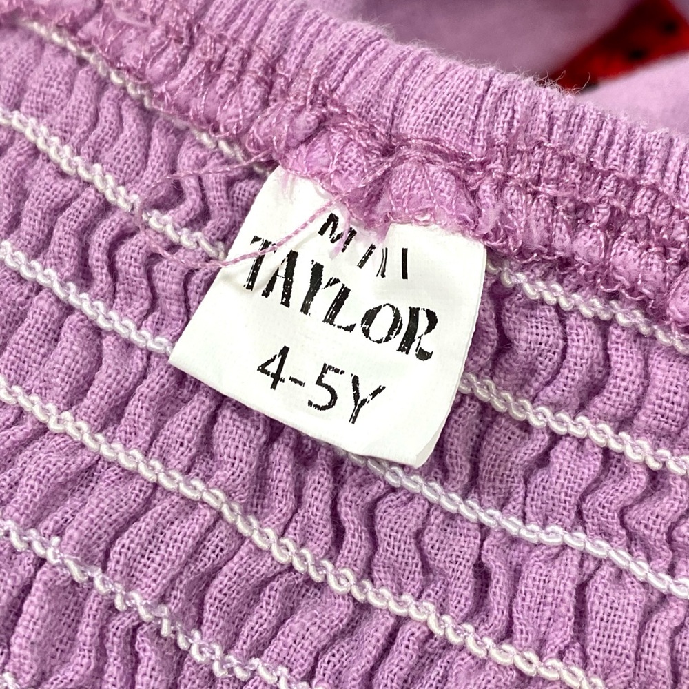 Girl’s Mini Taylor Purple Smocked Strawberry Sundress Size 4-5 - Picture 4 of 7
